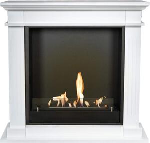 Caminetto a etanolo Xaralyn - Tuniz BUL-HLW - legno bianco - riscaldamento a 3 KW - fiamme reali - caminetto da incasso incluso - caminetto decorativo - caminetto a legna