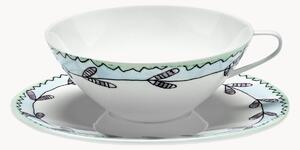 Set di 2 tazze e piattini in Fine Bone China Midnight Flowers