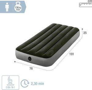 Ibenzoa® Materasso gonfiabile con pompa a pedali integrata, tecnologia Fiber-Tech, valvola doppia extra, capacità fino a 136 kg – adatto per interni ed esterni