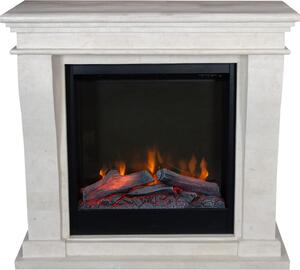 Caminetto elettrico Xaralyn - Kreta-Mini ELE-SWU - pietra naturale bianca - riscaldamento da 1500 watt - con telecomando - caminetto da incasso incluso - caminetto decorativo