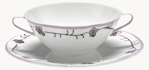 Set di 2 ciotole da zuppa con piattino in Fine Bone China Midnight Flowers