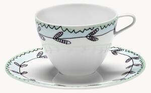 Set di 2 tazzine e piattini in Fine Bone China Midnight Flowers