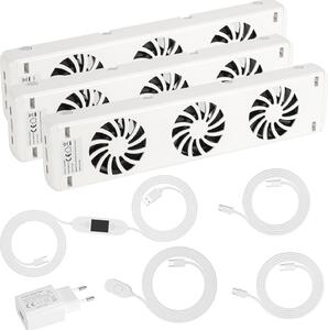 Ventilatore per radiatore Ikodm, set da 3 pezzi, con controllo della temperatura, adatto per radiatori fino a 150 cm