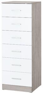 HOMCOM Comò Cassettiera a 6 Cassetti con Antiribaltamento, 40x40x110 cm, Grigio Chiaro e Bianco | Aosom Italy
