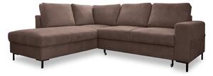 Divano letto in velluto a coste marrone (angolo sinistro) Lofty Lilly - Miuform