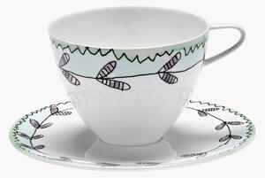 Set di 2 tazzine e piattini in Fine Bone China Midnight Flowers