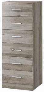 HOMCOM Cassettiera Moderna a 6 Cassetti per Camera, 40x40x110 cm, Grigio | Aosom Italy