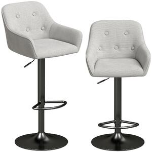 HOMCOM Set 2 Sgabelli da Bar in Ciniglia, Altezza Regolabile e Rotazione 360°, Grigio | Aosom Italy