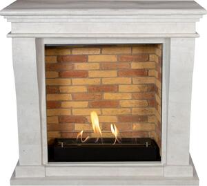 Caminetto a etanolo Xaralyn - Kreta-Mini BST-SWU - pietra naturale bianca - riscaldamento a 3 kW - caminetto da incasso incluso - caminetto decorativo
