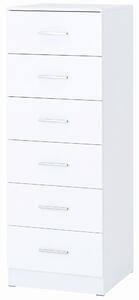 HOMCOM Cassettiera Alta a 6 Cassetti con Sistema Antiribaltamento, 40x40x110 cm, Bianco | Aosom Italy