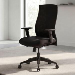 FineBuy Sedia da ufficio Rivestimento in tessuto nero Sedia da scrivania di design Poltrona direzionale Braccioli Sedia girevole Imbottitura 120 kg