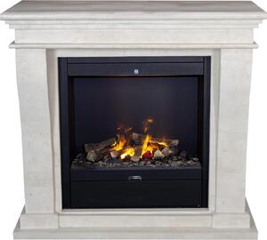 Caminetto a vapore acqueo Xaralyn - Kreta Mini EAL-SWU - pietra naturale bianca - riscaldamento 1500 Watt - con telecomando - caminetto elettrico Opti-Myst - caminetto da incasso incluso - caminetto decorativo