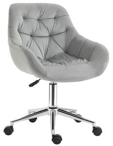 Vinsetto Sedia da Ufficio Ergonomica Girevole con Altezza Regolabile e Ruote, Rivestimento in Velluto, 59x58x80-90cm, Grigio | Aosom