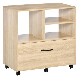 Vinsetto Mobile Multiuso per Ufficio Porta Stampante con 5 Ruote e Ripiano Regolabile, 77x40x73cm - Legno|Aosom
