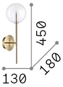 Applique Contemporanea Equinoxe Metallo Ottone 1 Luce 2W 3000K Luce Calda