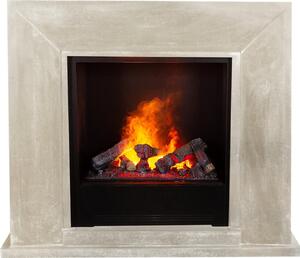 Caminetto a vapore acqueo Xaralyn - Nero EC6-SBU - pietra naturale levigata bianca - con telecomando - caminetto elettrico Opti-Myst - caminetto da incasso incluso - caminetto decorativo