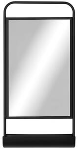 HOMCOM Specchio da Parete con Mensola Inferiore e Struttura in Metallo, 36.2x12x71.7cm, Nero|Aosom