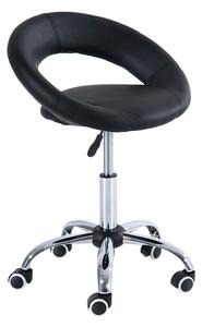 Homcom Sgabello Girevole da Salone Moderno Altezza Regolabile in Ecopelle, Sgabelli Imbottiti Nero, 50x54x66-78cm