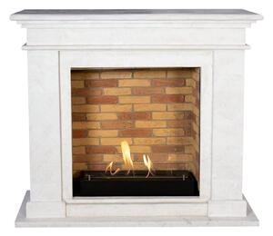 Caminetto a etanolo Xaralyn - Kos BST-SWP - pietra naturale levigata bianca - riscaldamento a 3 kW - caminetto da incasso incluso - caminetto decorativo