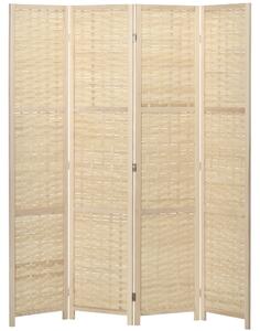 HOMCOM Paravento Separé da Interno a 4 Ante in Legno e Bambù, Pieghevole e Salvaspazio Altezza 170cm, Marrone|Aosom