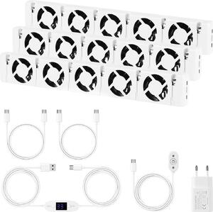 Ventilatore per termosifoni Eikuavons, 5 ventole, set da 3, con magnete, portata d'aria di 150 CFM, termostato