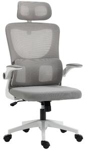 Vinsetto Poltrona da Ufficio con Poggiapiedi e Poggiatesta, Sedia da Ufficio Ergonomica ad Altezza Regolabile, 60x59x114-122 cm, Grigio|Aosom Italy