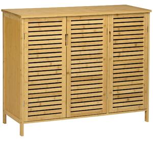 HOMCOM Mobile Scarpiera a 8 Ripiani su 3 Livelli con Maniglie, in Bambù, 100x35x80 cm, color Legno | Aosom Italy
