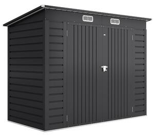 Outsunny Capanno Porta Attrezzi con Ripiani Regolabili e Chiavistello, in Acciaio Zincato, 249x121x183 cm, Grigio | Aosom Italy