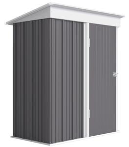 Outsunny Casetta da Giardino con Porta Bloccabile e 2 ripiani regolabili, Porta Attrezzi in Acciaio, 161x95x163/181cm, Grigio | Aosom Italy