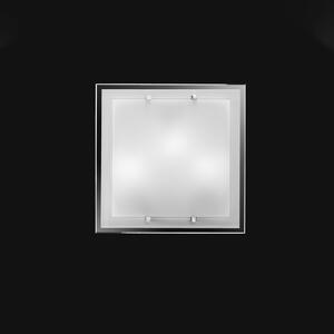 Plafoniera In Vetro Quadrata Moderna Frame Bianco 4 Luci E27 Media