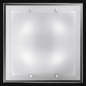 Plafoniera In Vetro Quadrata Moderna Frame Bianco 4 Luci E27 Grande