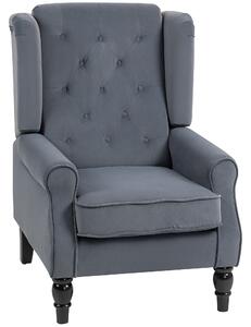 HOMCOM Poltrona a Orecchie con Spessa Imbottitura e Rivestimento Removibile, 74x86x102 cm, Grigio | Aosom Italy