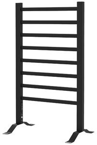 HOMCOM Scaldasalviette Elettrico da Terra o Parete 150W con 8 Barre e Timer 2-4 Ore, 53x35x90 cm, Nero