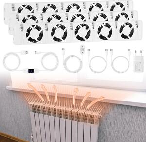 Ventilatore per radiatore Vigevee, set da 3 pezzi, con controllo della temperatura, adatto per radiatori da 200–300 cm