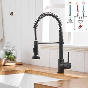 Rubinetto da cucina Ibenzoa® in ottone cromato – bocchetta girevole a 360°, miscelatore monocomando con attacco per doccetta, cartuccia in Vetroceramica, a risparmio idrico, ideale per cucina e bagno