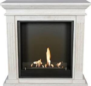 Caminetto a etanolo Xaralyn - Cadiz BIU-SWP - pietra naturale levigata bianca - riscaldamento a 3 kW - caminetto da incasso incluso - caminetto decorativo