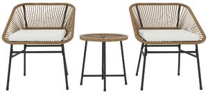 Outsunny Set da Giardino 3 Pezzi in Rattan PE e Acciaio con 2 Sedie con Cuscini e Tavolino Rotondo, Multicolore