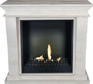 Caminetto a etanolo Xaralyn - Kreta-Mini BCL-SWU - pietra naturale bianca - riscaldamento a 3 kW - caminetto da incasso incluso - caminetto decorativo