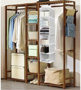 Ibenzoa® Organizer appendibile pieghevole per armadio – 6 scomparti, tessuto non tessuto, dimensioni per scomparto: 20x30x16 cm, soluzione salvaspazio, confezione singola