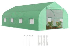 Outsunny Serra da Giardino 6x3x2m con Tetto a Spiovente in PE per Piante, Verde|Aosom