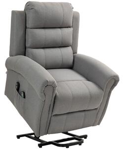 HOMCOM Poltrona Relax con 8 Punti Massaggio e Schienale Riscaldabile, 87,5x87x108 cm, Effetto lino, Grigio Chiaro | Aosom Italy