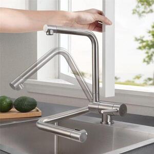Ibenzoa® Miscelatore da cucina pieghevole – compatto, con beccuccio girevole a 360°, erogatore retrattile a 90°, realizzato in plastica resistente, adatto per acqua calda e fredda
