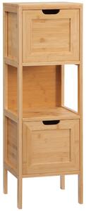 Kleankin Mobile Colonna da Bagno con 2 Cassetti e 1 Ripiano in bambù, 30x30x90 cm, Legno Naturale | Aosom Italy