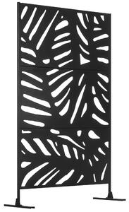 Outsunny Separé Divisorio Decorativo da Esterno con Motivi a Grandi Foglie e 2 Piedini, Paravento da Giardino Alto in Acciaio, per Balcone e Terrazzo, 122x45x198 cm, Nero | Aosom Italy