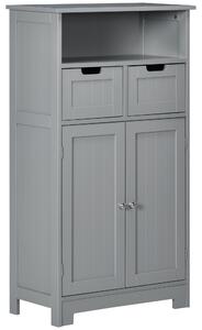 Kleankin Mobile Armadietto da Bagno con 2 Cassetti e Vano, Anta e Ripiano Regolabile, 60x30x108.8 cm, Grigio | Aosom Italy
