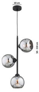 Brilagi - Lampadario a sospensione con cavo DIOR 3xE27/60W/230V nero/grigio fumé