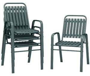 Outsunny Set di 4 Sedie da Giardino con Schienale Alto e Braccioli, Struttura in Acciaio per Esterno, 56x66x91 cm, Grigio | Aosom Italy