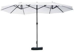 Outsunny Ombrellone Doppio a 12 Stecche con Base a Croce e Manovella, in Acciaio e Poliestere, 455x265x238 cm, Beige | Aosom Italy