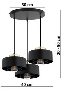 Brilagi - Lampadario a sospensione con cavo SPRING 3xE27/60W/230V nero/oro
