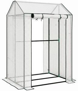 Outsunny Serra da Giardino con Copertura in PE, 2 Zone Separate e Porte Avvolgibili, 100x80x150cm|Aosom